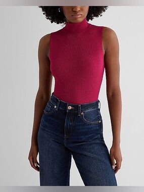 Express Silky Soft Fitted Mock Neck Sweater Tank
